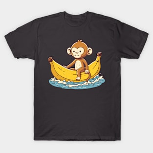 Cute Monkey On Banana Float T-Shirt